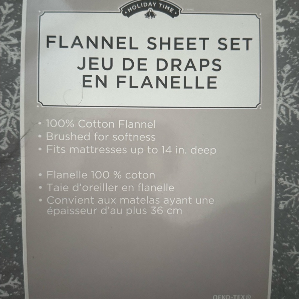 Holiday Time Flannel Sheet Set - Gray - NEW!